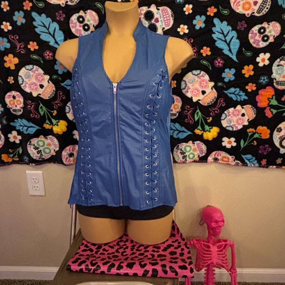 Lydia Lace Up Corset Top in Royal Blue